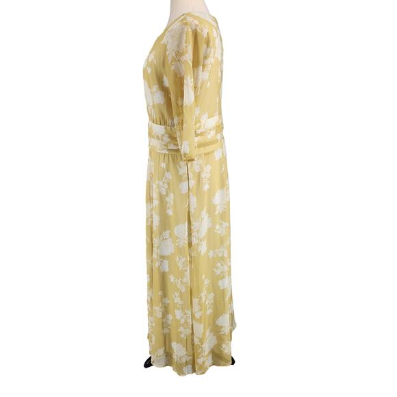 eShakti Yellow Floral Midi Dress Plus Size 2X 20W - Picture 3 of 5